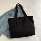 Sac cabas femme en velours côtelé, fermeture éclair, 41 x 29 cm, noir