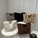 Sac cabas femme en velours côtelé, fermeture éclair, 41 x 29 cm