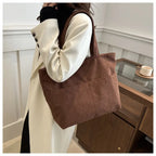 Sac cabas femme en velours côtelé, fermeture éclair, 41 x 29 cm