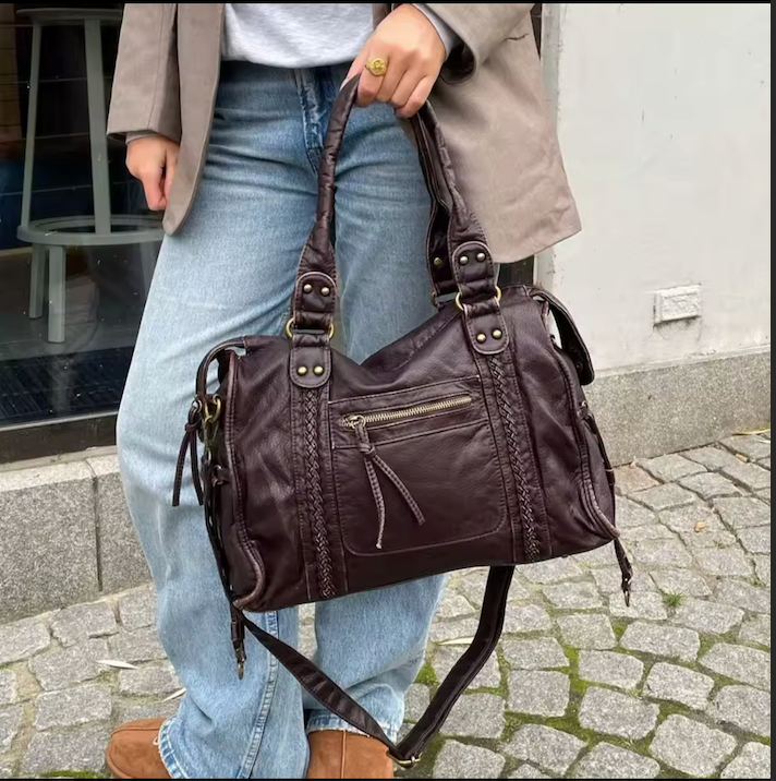 Sac cabas femme en similicuir souple, 36 x 27 cm, bandoulière amovible