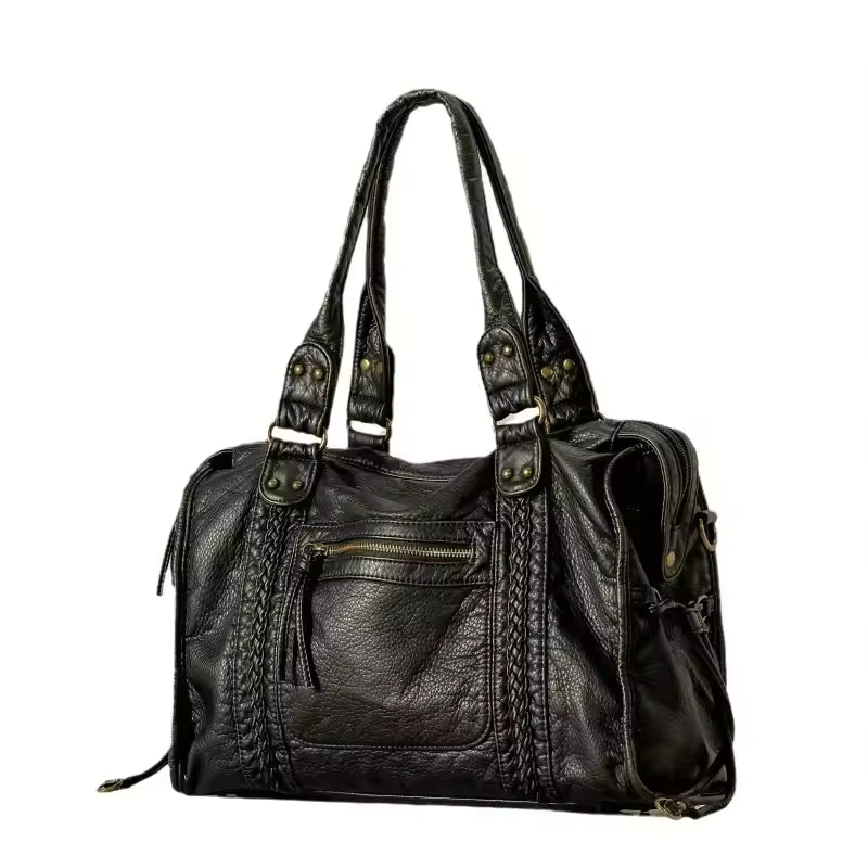 Sac cabas femme en similicuir souple, 36 x 27 cm, bandoulière amovible