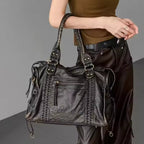 Sac cabas femme en similicuir souple, 36 x 27 cm, bandoulière amovible