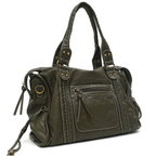 Sac cabas femme en similicuir souple, 36 x 27 cm, bandoulière amovible, olive