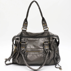 Sac cabas femme en similicuir souple, 36 x 27 cm, bandoulière amovible, argenté