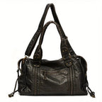 Sac cabas femme en similicuir souple, 36 x 27 cm, bandoulière amovible, noir