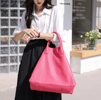 Grand sac cabas femme en cuir camel, intérieur doublé
