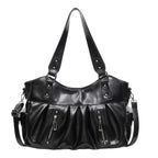 Sac cabas femme pour les cours et le travail, en similicuir, noir