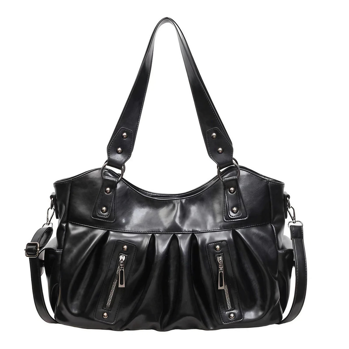 Sac cabas femme pour les cours et le travail, en similicuir, noir