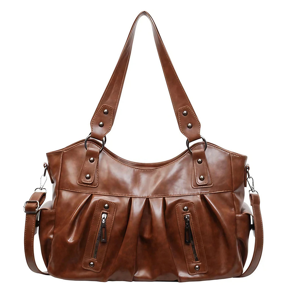 Sac cabas femme pour les cours et le travail, en similicuir, marron