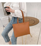 Sac cabas femme format A4 en similicuir, fermeture zip, marron