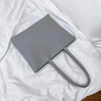 Sac cabas femme format A4 en similicuir, fermeture zip, gris