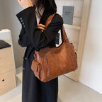 Sac cabas femme en similicuir, cinq poches extérieures