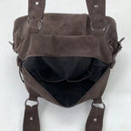 Sac cabas femme en suédine marron, forme trapèze, 39 x 31 cm