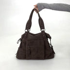 Sac cabas femme en suédine marron, forme trapèze, 39 x 31 cm