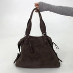 Sac cabas femme en suédine marron, forme trapèze, 39 x 31 cm