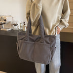 Sac cabas femme en velours côtelé, zippé, cinq coloris