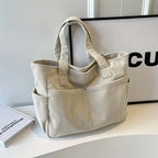 Sac cabas femme en velours côtelé, zippé, cinq coloris, écru