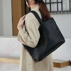 Sac cabas femme effet tressé, pochette zippée amovible