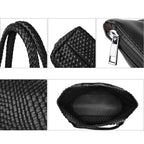 Sac cabas femme effet tressé, pochette zippée amovible