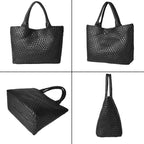 Sac cabas femme effet tressé, pochette zippée amovible