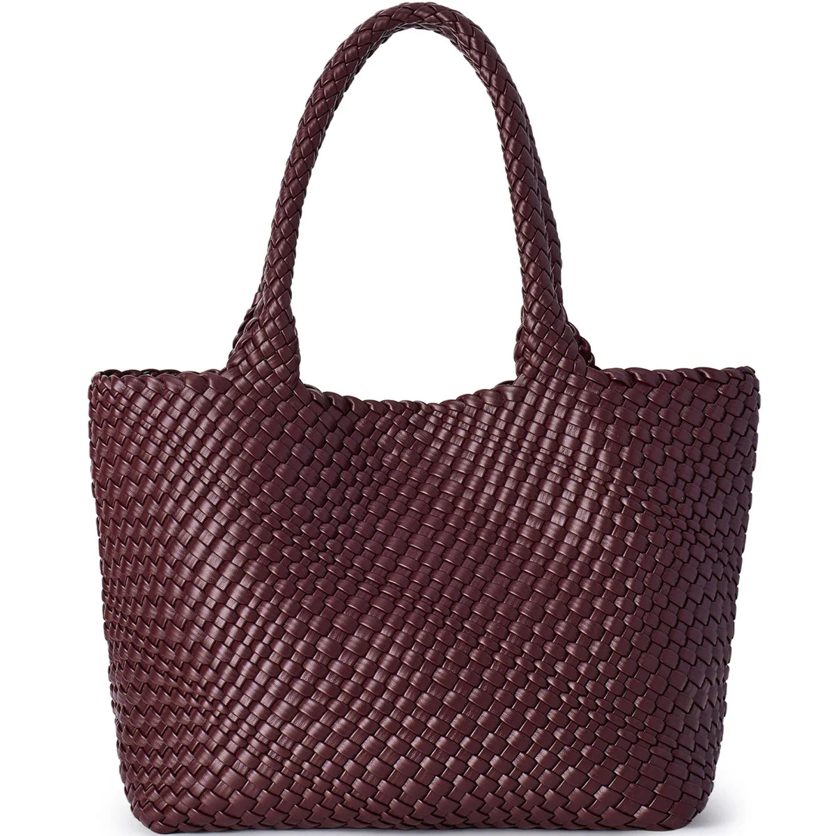 Sac cabas femme effet tressé, pochette zippée amovible, café