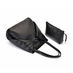 Sac cabas femme en similicuir avec pochette assortie, noir