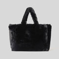 Sac à main femme noir d'hiver au toucher doux, 33 x 28 cm, noir