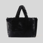 Sac à main femme noir d'hiver au toucher doux, 33 x 28 cm, noir