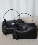 Sac cabas femme à rabat et boucle, finition métal doré ou argenté