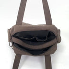 Sac cabas femme en suédine marron, deux compartiments zippés