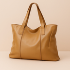 Grand sac cabas femme en cuir souple, fermeture éclair, kaki