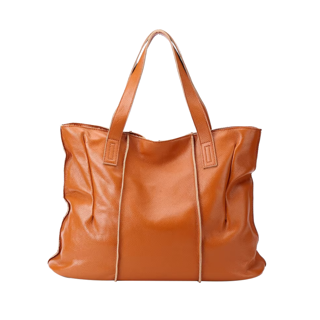 Grand sac cabas femme en cuir souple, fermeture éclair