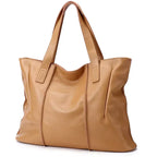 Grand sac cabas femme en cuir souple, fermeture éclair