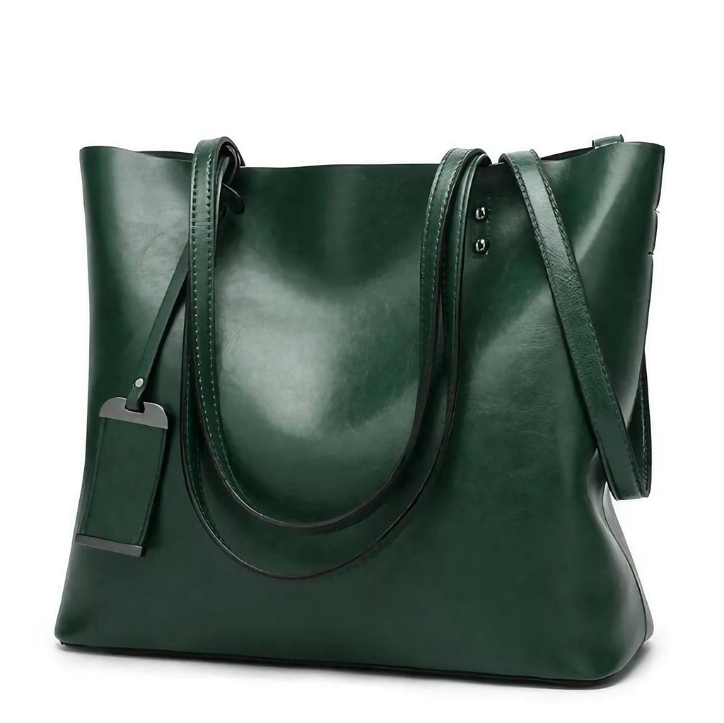 Sac cabas femme en similicuir, cinq coloris, 34 cm, vert