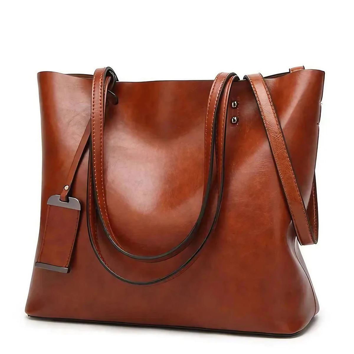 Sac cabas femme en similicuir, cinq coloris, 34 cm, marron