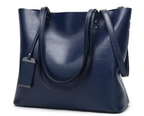 Sac cabas femme en similicuir, cinq coloris, 34 cm, bleu