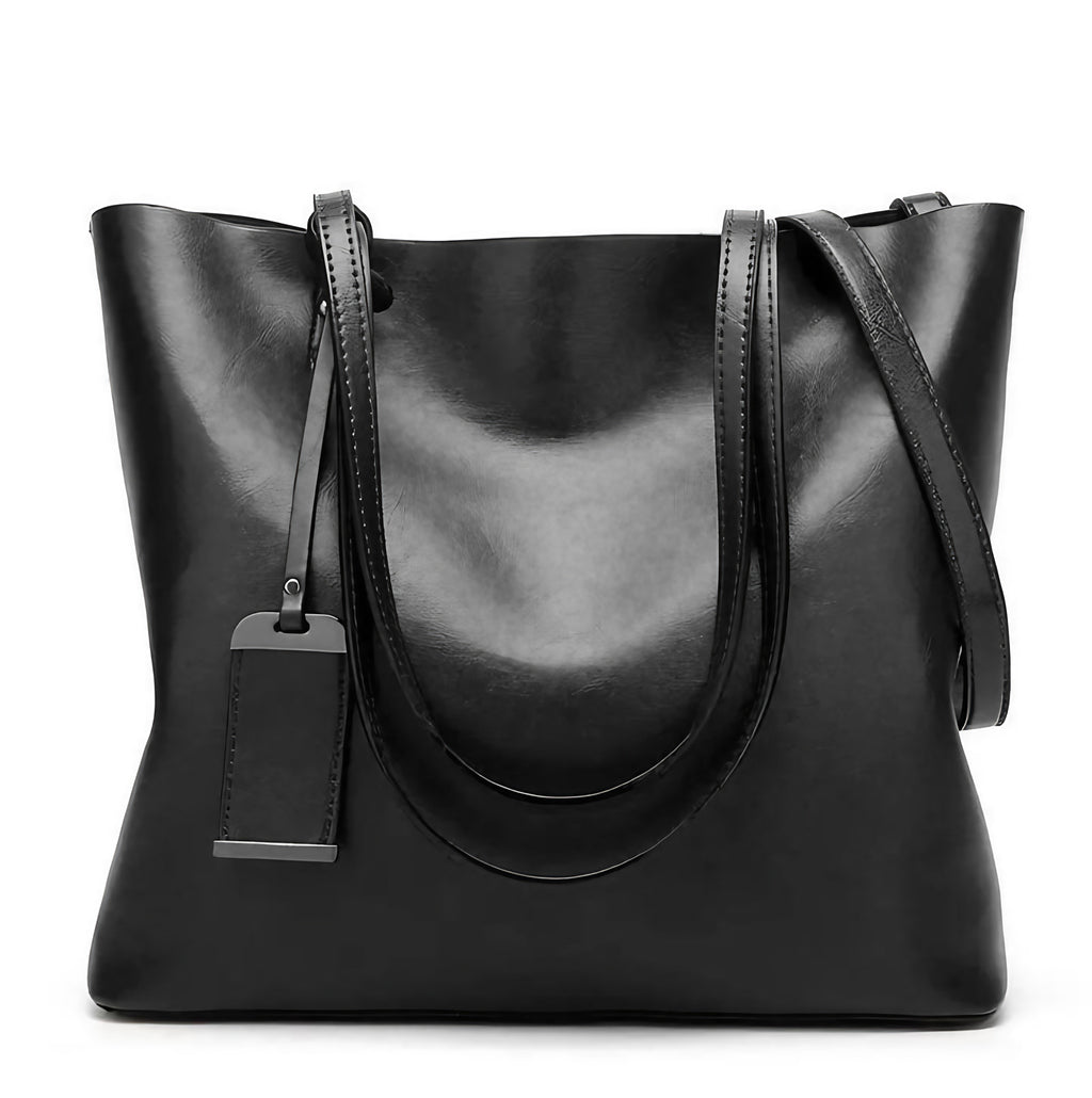 Sac cabas femme en similicuir, cinq coloris, 34 cm, noir