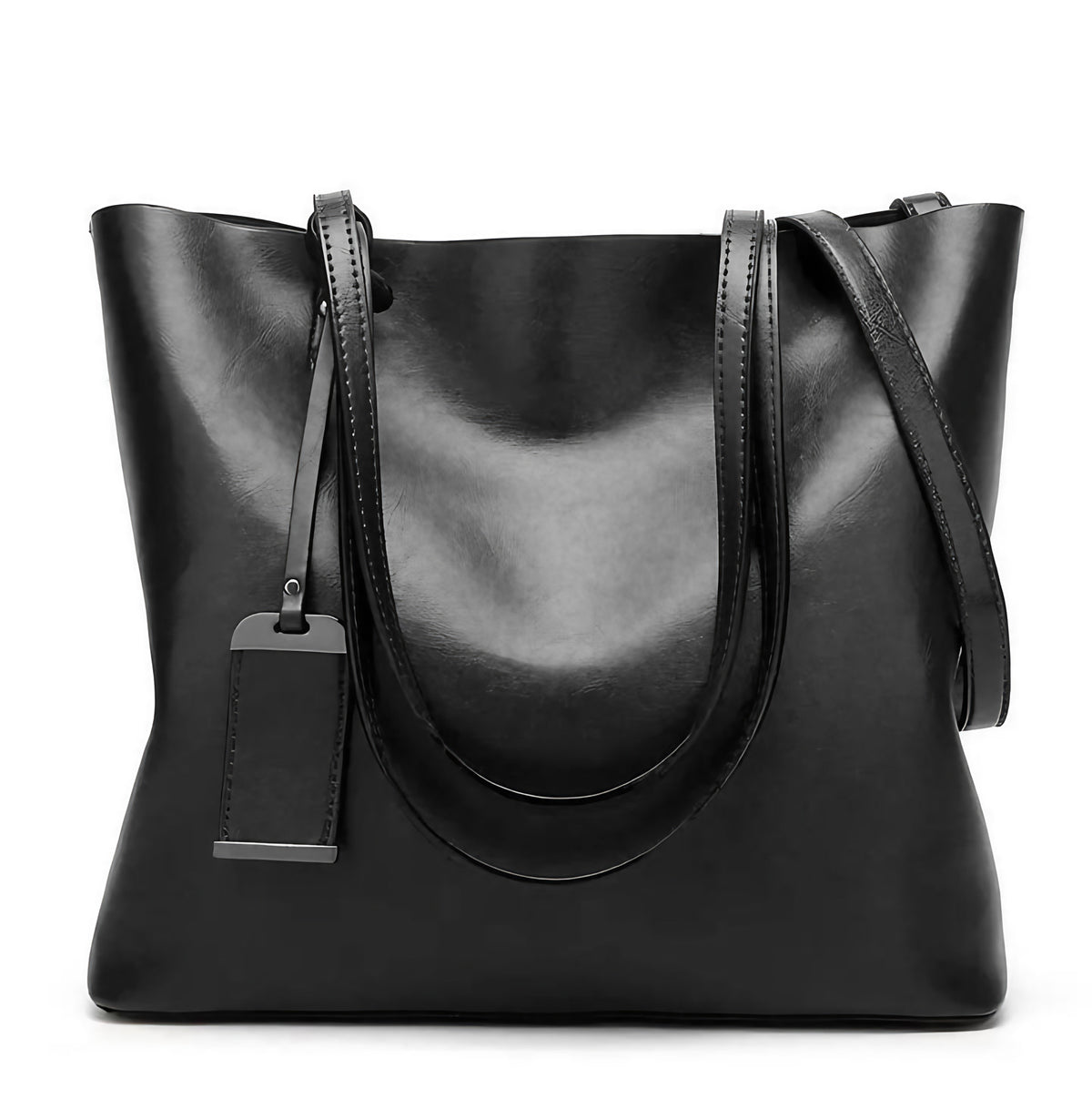 Sac cabas femme en similicuir, cinq coloris, 34 cm, noir
