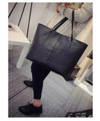 Sac cabas femme noir effet croco, similicuir zippé, noir