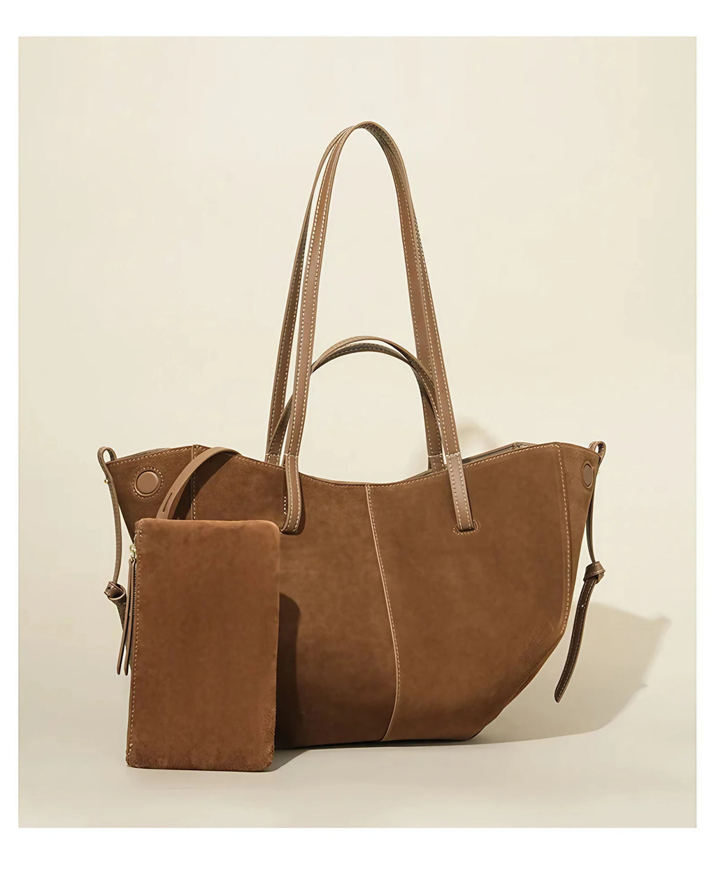 Sac cabas femme en daim, bords repliables aimantés