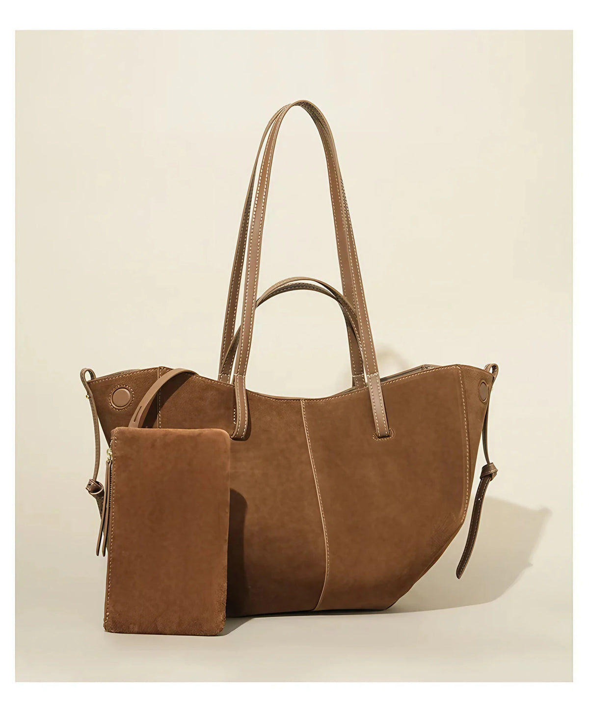 Sac cabas femme en daim, bords repliables aimantés