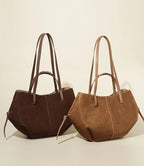 Sac cabas femme en daim, bords repliables aimantés