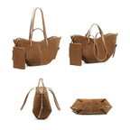 Sac cabas femme en daim, bords repliables aimantés