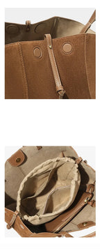 Sac cabas femme en daim, bords repliables aimantés