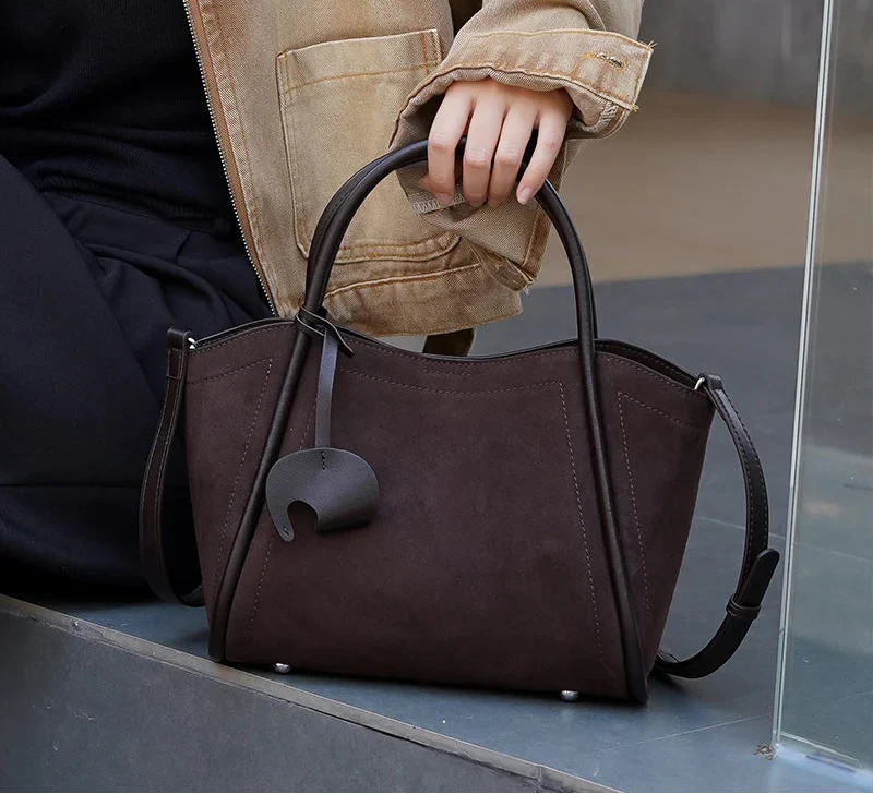 Sac cabas femme en daim synthétique, pochette amovible