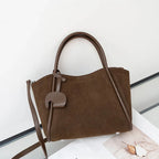 Sac cabas femme en daim synthétique, pochette amovible, taupe