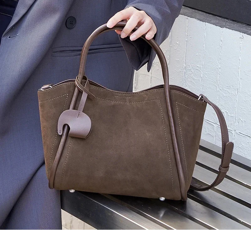 Sac cabas femme en daim synthétique, pochette amovible