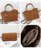 Sac cabas femme en daim synthétique, pochette amovible