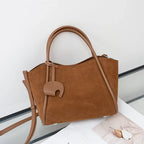 Sac cabas femme en daim synthétique, pochette amovible, marron