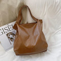 Sac cabas femme en similicuir à porter main ou en bandoulière, marron